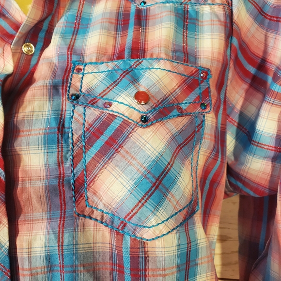 NWT Cedar Rose Plaid Button Down Top - Picture 4 of 7